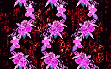 Soyut yağ boyalı çiçek deseni