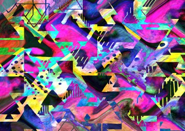 soyut yağ boyalı geometrik desen