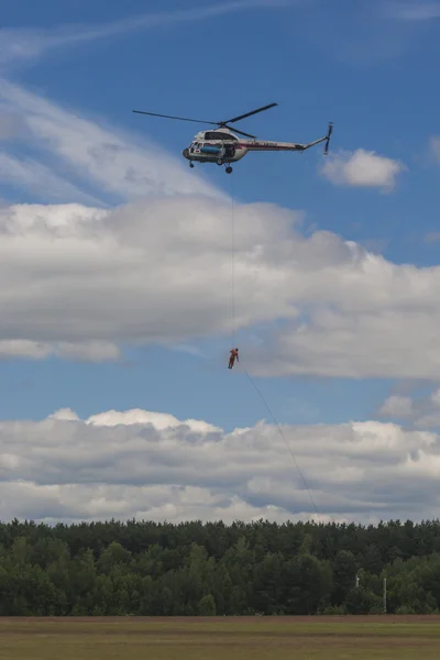 MI-2 Helicopter on Air During Aviation Sport Event