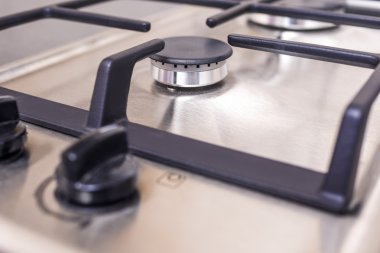 Modern Çift Brülörler Split Gaz Fırın Extreme Closeup.