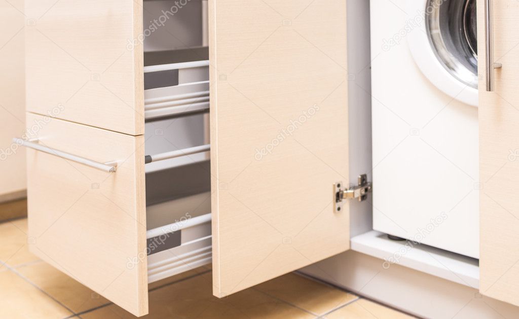 Kitchen Mini Cabinet With Portrable Washing Machine Inside