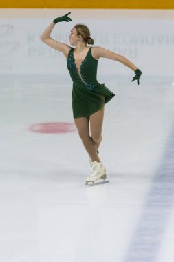 Minsk, Belarus 1 Kasım 2020 - Ermenistan 'dan Profesyonel Kadın Artistik Patinajcı Valeriia Sidorova 1 Kasım 2020' de Beyaz Rusya 'nın Minsk kentinde Bayanlar Buz Yıldızı Şampiyonası' nda Kıdemli Serbest Patinaj Programını gerçekleştirdi.