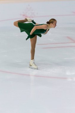 Minsk, Belarus 1 Kasım 2020 - Ermenistan 'dan Profesyonel Kadın Artistik Patinajcı Valeriia Sidorova 1 Kasım 2020' de Beyaz Rusya 'nın Minsk kentinde Bayanlar Buz Yıldızı Şampiyonası' nda Kıdemli Serbest Patinaj Programını gerçekleştirdi.