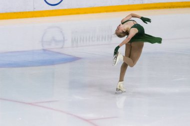 Minsk, Belarus 1 Kasım 2020 - Ermenistan 'dan Profesyonel Kadın Artistik Patinajcı Valeriia Sidorova 1 Kasım 2020' de Beyaz Rusya 'nın Minsk kentinde Bayanlar Buz Yıldızı Şampiyonası' nda Kıdemli Serbest Patinaj Programını gerçekleştirdi.