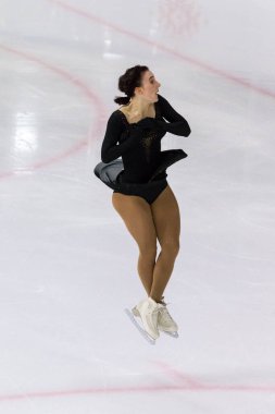 Minsk, Belarus 1 Kasım 2020 - Estonya 'dan Profesyonel Kadın Artistik Patinajcı Kristina Skuleta-Gromova 1 Kasım 2020' de Beyaz Rusya 'nın Minsk kentinde Bayanlar Kıdemli Buz Yıldızı Şampiyonası' nda Serbest Patinaj Programı düzenledi.