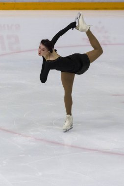 Minsk, Belarus 1 Kasım 2020 - Estonya 'dan Profesyonel Kadın Artistik Patinajcı Kristina Skuleta-Gromova 1 Kasım 2020' de Beyaz Rusya 'nın Minsk kentinde Bayanlar Kıdemli Buz Yıldızı Şampiyonası' nda Serbest Patinaj Programı düzenledi.