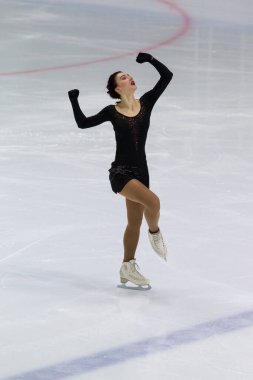 Minsk, Belarus 1 Kasım 2020 - Estonya 'dan Profesyonel Kadın Artistik Patinajcı Kristina Skuleta-Gromova 1 Kasım 2020' de Beyaz Rusya 'nın Minsk kentinde Bayanlar Kıdemli Buz Yıldızı Şampiyonası' nda Serbest Patinaj Programı düzenledi.