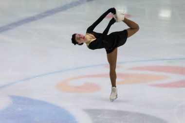 Minsk, Belarus 1 Kasım 2020 - Estonya 'dan Profesyonel Kadın Artistik Patinajcı Kristina Skuleta-Gromova 1 Kasım 2020' de Beyaz Rusya 'nın Minsk kentinde Bayanlar Kıdemli Buz Yıldızı Şampiyonası' nda Serbest Patinaj Programı düzenledi.