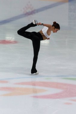 Minsk, Belarus 1 Kasım 2020 - Rusya Federasyonu 'ndan Profesyonel Kadın Artistik Patinaj Sofya Samodurova 1 Kasım 2020' de Beyaz Rusya 'nın Minsk kentinde Bayanlar Buz Yıldızı Şampiyonası' nda Kıdemli Serbest Patinaj Programı düzenledi