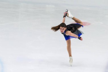 Minsk, Belarus 1 Kasım 2020 - Rusya Federasyonu 'ndan Profesyonel Kadın Artistik Patinajcı Anastasiia Guliakova 1 Kasım 2020' de Beyaz Rusya 'nın Minsk kentinde Bayanlar Buz Yıldızı Şampiyonası' nda Kıdemli Serbest Patinaj Programını gerçekleştirdi.