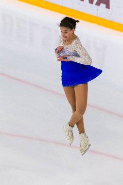 Minsk, Belarus 1 Kasım 2020, İsrailli Profesyonel Kadın Artistik Patinaj Viktoria Iushchenkova 1 Kasım 2020 'de Beyaz Rusya' nın Minsk kentinde Kıdemli Buz Yıldızı Şampiyonası 'nda Bayanlar Serbest Patinaj Programı düzenledi.