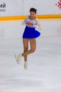 Minsk, Belarus 1 Kasım 2020, İsrailli Profesyonel Kadın Artistik Patinaj Viktoria Iushchenkova 1 Kasım 2020 'de Beyaz Rusya' nın Minsk kentinde Kıdemli Buz Yıldızı Şampiyonası 'nda Bayanlar Serbest Patinaj Programı düzenledi.