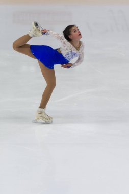 Minsk, Belarus 1 Kasım 2020, İsrailli Profesyonel Kadın Artistik Patinaj Viktoria Iushchenkova 1 Kasım 2020 'de Beyaz Rusya' nın Minsk kentinde Kıdemli Buz Yıldızı Şampiyonası 'nda Bayanlar Serbest Patinaj Programı düzenledi.