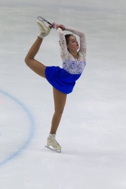 Minsk, Belarus 1 Kasım 2020, İsrailli Profesyonel Kadın Artistik Patinaj Viktoria Iushchenkova 1 Kasım 2020 'de Beyaz Rusya' nın Minsk kentinde Kıdemli Buz Yıldızı Şampiyonası 'nda Bayanlar Serbest Patinaj Programı düzenledi.