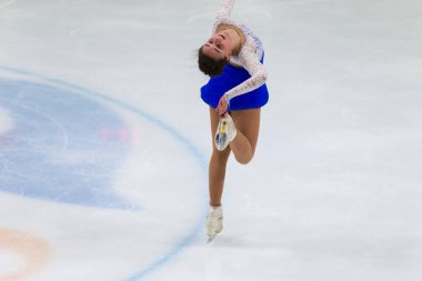 Minsk, Belarus 1 Kasım 2020, İsrailli Profesyonel Kadın Artistik Patinaj Viktoria Iushchenkova 1 Kasım 2020 'de Beyaz Rusya' nın Minsk kentinde Kıdemli Buz Yıldızı Şampiyonası 'nda Bayanlar Serbest Patinaj Programı düzenledi.