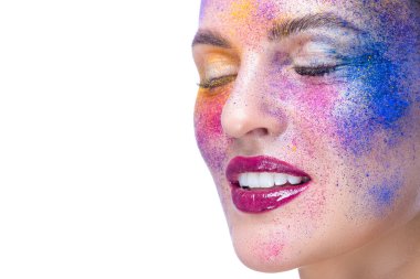 Güzellik fikirleri. Beyaz Yüzlü Renkli Güzel Yüzlü Kafkasyalı Kızın Güzel Kapanış Portresi. Yatay Görüntü