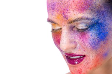 Güzellik Konseptleri. Beyaz Yüzlü Beyaz Renkli Güzel Yüzlü Kafkas Kızının Kapanış Portresi. Yatay Çekim