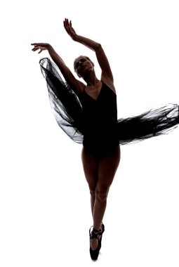 Beyaz Arkaplan 'a Karşı Değişik Pozlar İçinde Dans Eden Kadın Bale Dansçısı ve Uçan Elbise Pozu. Dikey Bileşim