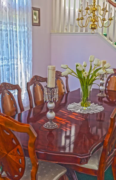 Classic Big and Long Old Fashioned Dining Table in Home Environm