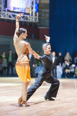 Minsk-Belarus, 19 Ekim 2014: Tanımlanamayan dans çift Perfo