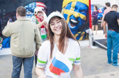 Minsk-Belarus, 20 Mayıs: Hokey hayranları içinde eğlenceli Prio sahip Minsk