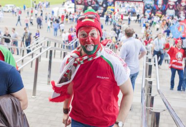 Minsk-Belarus, 20 Mayıs: Hokey hayranları içinde eğlenceli Prio sahip Minsk