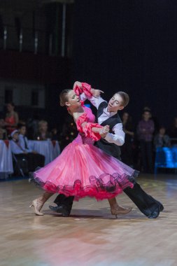 Minsk-Belarus, Aralık 20,2014: Gritcan Artem ve Zagrebailova