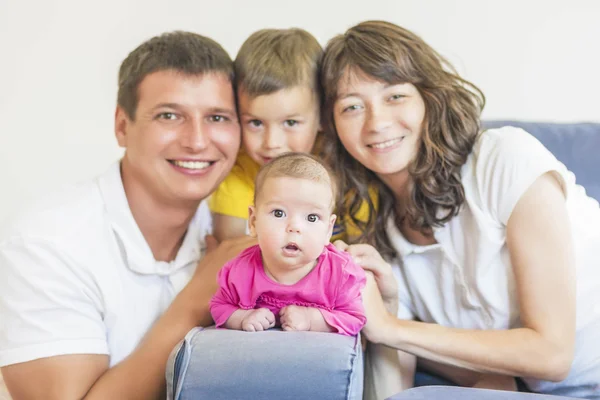 Family Concept: Natural Portrait of Happy Caucasian Family Get T