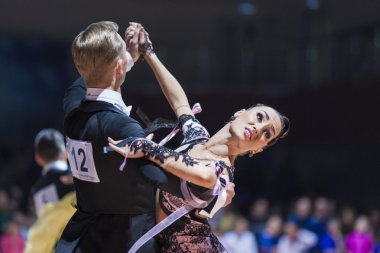 Minsk, Beyaz Rusya-Şubat 14, 2015: Profesyonel dans çift p