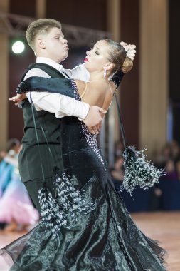 Minsk, BelarusSeptember 26, 2015:Sokol Iliya and Bartashevich Kristina Perform Youth-2 Standard Program