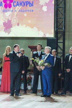 Minsk,Belarus,September 26,2015: The President of WDSF Svyatoslav Vlokh together with Alexander Kazyra and the Team of International Judges on III IDSA Championship Capital Cup Minsk 2015 on September 26,2015, Minsk