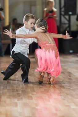 Minsk Belarus,September 26 2015: Shvedov Michail and Zelenskaya Anastasiya Perform Juvenile-1 Latin-American Program on III International IDSA World Dance Championship Capital Cup Minsk- 2015 on September 26 2015 in Minsk