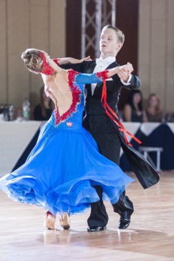 Minsk, Belarus-September 26, 2015: Prohorenko Dmitry and Rymchenok Valeriya Perform Juniors-2 Standard Program