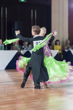 Minsk, Belarus-September 27, 2015: Shvedov Michail and Zelenskaya Anastasiya Perform Juvenile-1 Standard Program on III International IDSA World Dance Championship Capital Cup Minsk- 2015 on September 27, 2015, in Minsk, Belarus