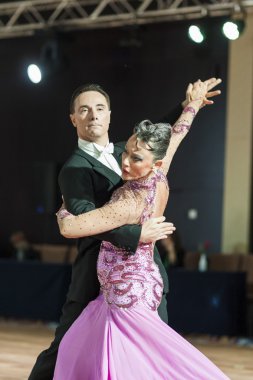 Minsk, Belarus ,September 27, 2015: Professional Italian Couple Perform ProAm Standard Program Dance Challenge on IDSA World Dance Championship Capital Cup Minsk 2015 on September 27, 2015, in Minsk, Belarus