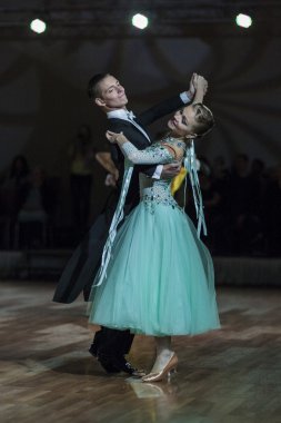 Minsk, Belarus-September 27, 2015: Kravchuk Danylo and Antonchuk Anastasia Perform Youth Standard Program on III International IDSA World Dance Championship Capital Cup Minsk-2015 on September 27, 2015, in Minsk, Belarus