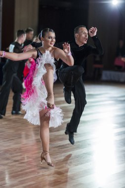 Minsk, Beyaz Rusya, 27 Eylül 2015: John Gusenhoffer ve Irina Lobanova (ABD) Pro-Am Standart Program III uluslararası IDSA dünya dans Şampiyonası sermaye Kupası Minsk 2015 27 Eylül 2015, Minsk, Belarus ise yerine