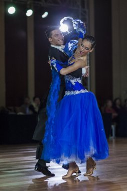 Minsk, Belarus-September 27, 2015: Kolesnev Sergey and Stanislavchik Polina Perform Youth Standard Program on III International IDSA World Dance Championship Capital Cup Minsk-2015 on September 27, 2015, in Minsk, Belarus