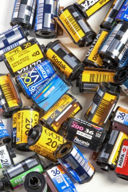Minsk, Belarus-may 30, 2015: Bulk Variety Of Old Photo Films Cassettes