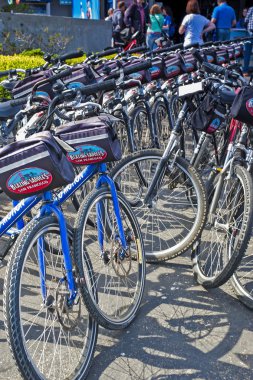 San-Francisco-United States, July 13, 2014: Line of Plenty Public Bicycles for Leisure Activities Outdoors Blazing Saddles in San-Francisco on July 13, 2014 in San-Francisco, California,