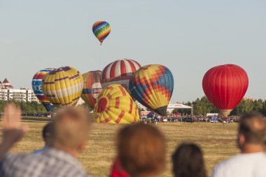 A lot of Air-Balloons Participating in International Aerostatics Cup Called 70 Years of Peaceful Sky