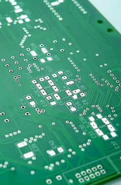 Closeup Shot of New Printed Circuit Board Prior to SMD and DIP Componentry Mounting.