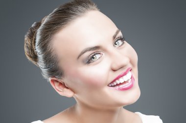 Feelings and Emotions Concept. Closeup Portrait of Happy Smiling