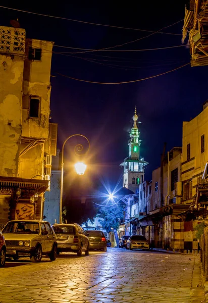 Fotografia Noturna Antiga Cidade Damasco República Árabe Síria — Fotografia de Stock