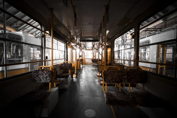 The interior of an electric yellow seats — Stock Photo, Image