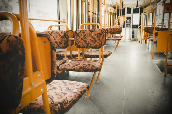 The interior of an electric yellow seats — Stock Photo, Image