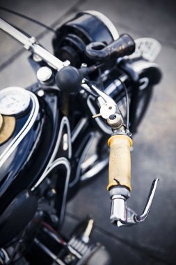 eski bir Alman motosiklet detayını kapatın