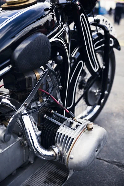 Close detail of an old German motorcycle — Stock Photo, Image
