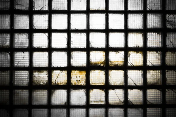 Glass brick wall of an abandoned factory building — Stock Photo, Image