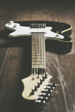 bir elektro gitar Ayrıntılar, yakın çekim